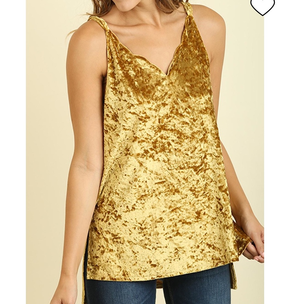 Umgee Yellow Crushed Velvet Long Holiday Tank Dress